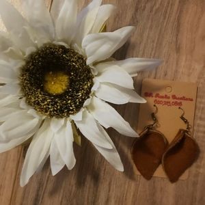 Soft brown leather earrings